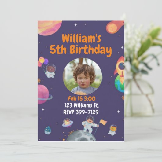 この世界の宇宙旅行子供の誕生日 招待状 (スタンド正面)