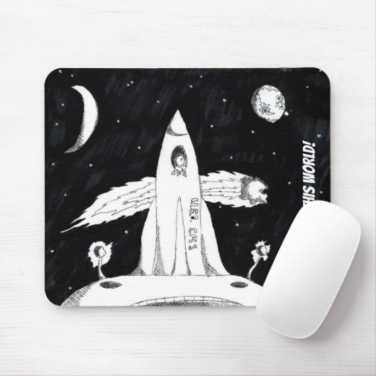 この世界の宇宙船から白黒 マウスパッド (マウス)