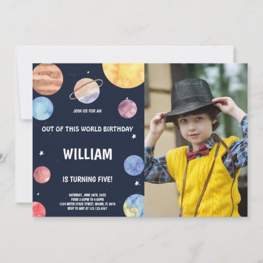 この世界の誕生日招待状から写真 招待状 (正面)