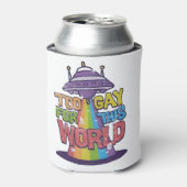 この世界のLGBT Alines UFOのためのおもしろいあまりにもゲイ 缶クーラー (缶正面)