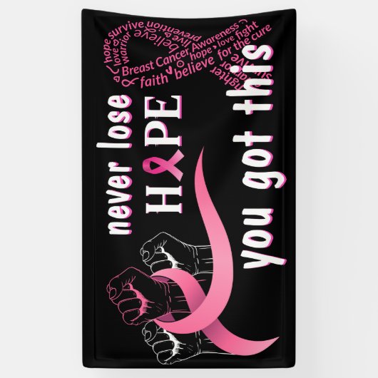 この乳得がん生存者のバナーアイディア 横断幕 (縦)