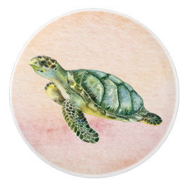 この亀はまだ大きな海グリーンに生きている セラミックノブ