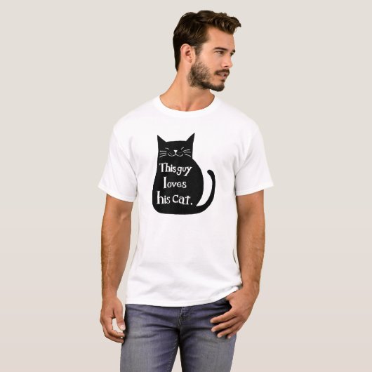 この人は彼のための彼の猫おもしろいな猫のTシャツを愛します Tシャツ (正面フル)