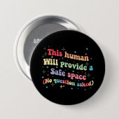 この人間は間違いなく安全な宇宙を提供する 缶バッジ (正面&裏面)