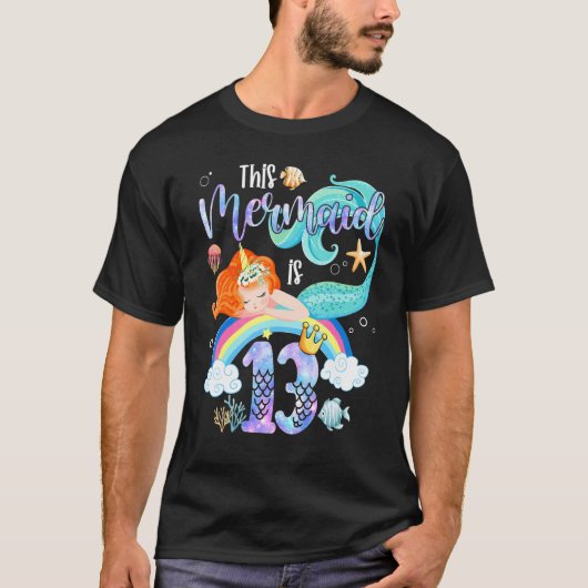 この人魚は13誕生日女子ユニコーン魔法 Tシャツ (正面)