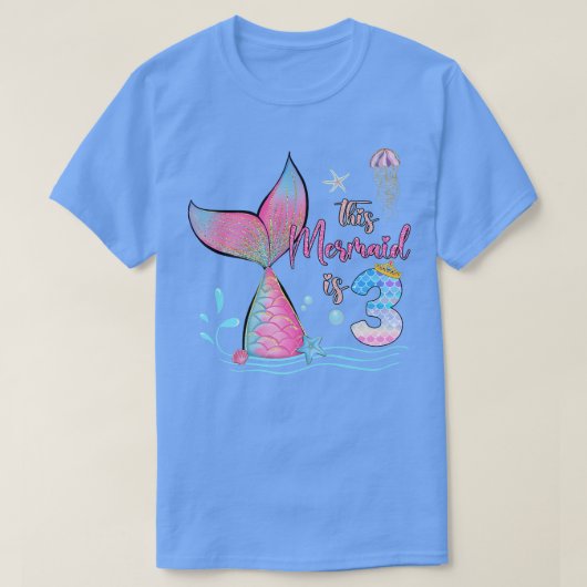 この人魚は3歳の誕生日ガールマジカル3年 Tシャツ (デザイン正面)