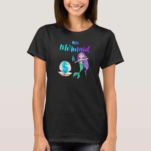 この人魚は5歳のキュートな誕生日の女の子です 五歳 Tシャツ (正面)