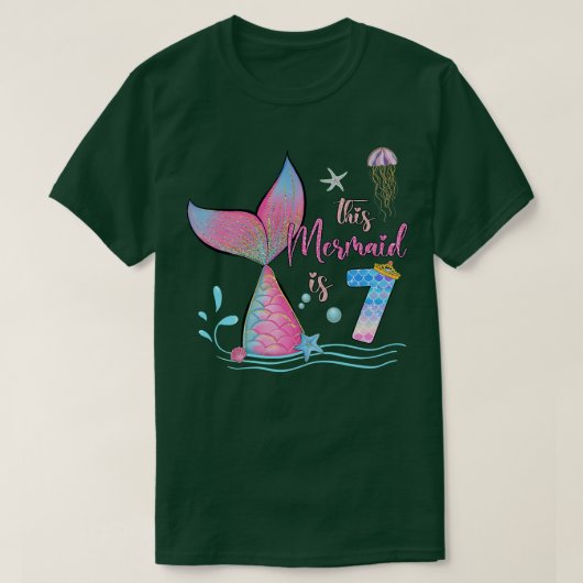 この人魚は7番目の誕生日女の子マジカル7年 Tシャツ (デザイン正面)