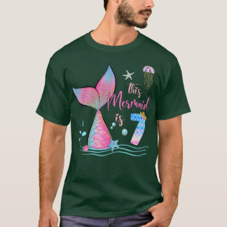 この人魚は7番目の誕生日女の子マジカル7年 Tシャツ