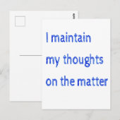 この件について考えを持ち続けている ポストカード (正面/裏面)