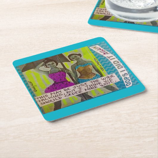 この再使用可能なコースターはちょうどワインTALKIであるかもしれません スクエアペーパーコースター (アングル)