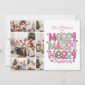 この写真 ピンク 緑 メリークリスマス ホリデー シーズンカード (正面)