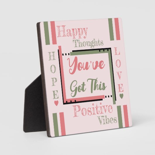 この勇気付けられる得ピンク緑 フォトプラーク (正面)