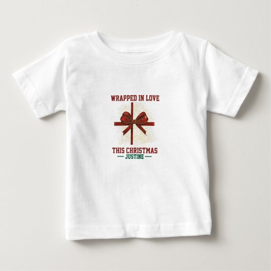 この包まれたクリスマスを愛して | パーソナライズされたベビー ベビーTシャツ (正面)