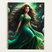 この印象的な女性は暗い波状の髪を持っているカスカ プランナー手帳 (正面)