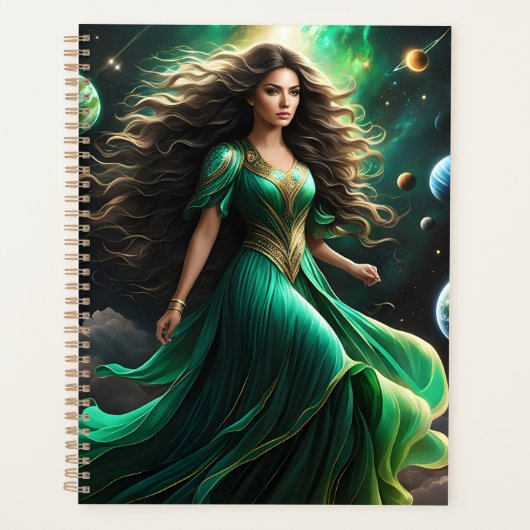 この印象的な女性は暗い波状の髪を持っているカスカ プランナー手帳 (正面)