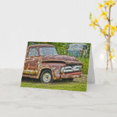 この古いトラック誕生日カード カード (黄色い花)