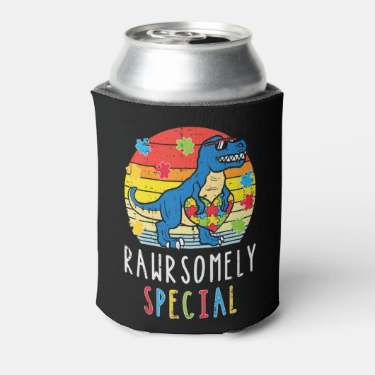 この可愛いトレックス・ディノRawrsomely特別Tシャツを手に入れる 缶クーラー (缶裏面)