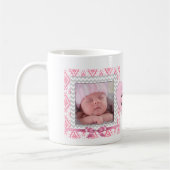この可愛いピンクの額縁の写真をパーソナライズするハート コーヒーマグカップ (左)