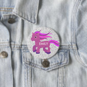 この可愛いピンク&パープルポニーボタンをパーソナライズ 缶バッジ (インサイチュ)