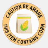 この商品にはトウモロコシが含まれていることに注意する ラウンドシール (正面)