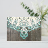 この国のレースおよび木製の素朴なRSVPカード 出欠カード (スタンド正面)