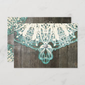 この国のレースおよび木製の素朴なRSVPカード 出欠カード (正面/裏面)