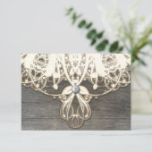 この国のレースおよび木製の素朴なRSVPカード 出欠カード (スタンド正面)