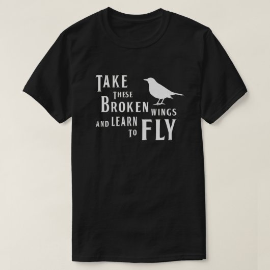 この壊れた翼を持って飛学びに行く Tシャツ (デザイン正面)