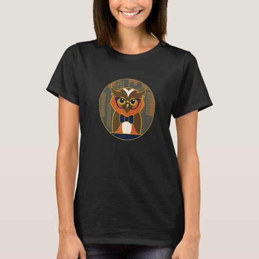 この夜行鳥のファンのためのヒップスターフクロウ Tシャツ (正面)