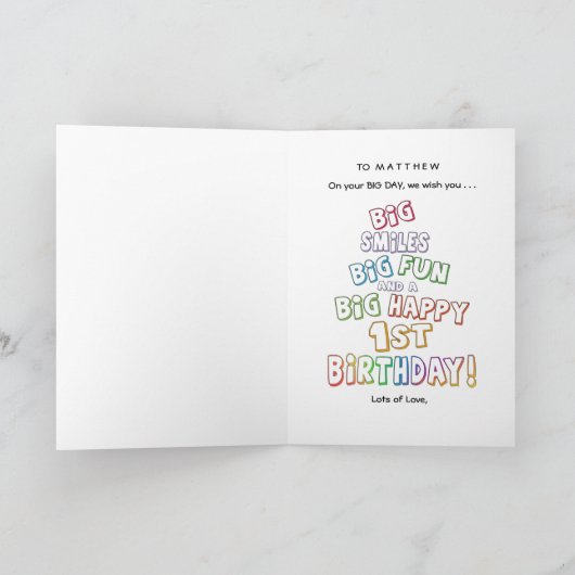 この大きな誕生日カードを個人用に設定する カード (内部)