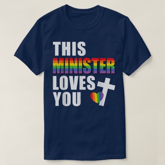 この大臣はLGBTQ宗教指導者ゲイ Tシャツ (デザイン正面)