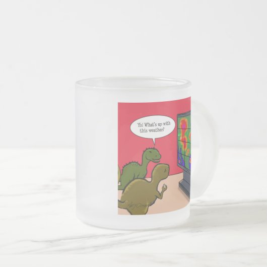 この天気恐竜の漫画で何が起こっているの フロストグラスマグカップ (正面右)