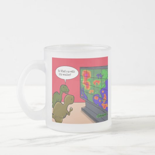 この天気恐竜の漫画で何が起こっているの フロストグラスマグカップ (左)