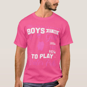 この女の子に水ポロの方法を遊見せさせる Tシャツ