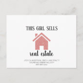 この女の子はエステート実在ピンク不動産仲介業者を売る ポストカード (正面)