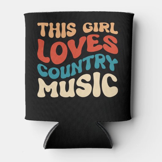この女の子はカントリー音楽が大好き – 西洋の音楽愛好家 缶クーラー (正面)