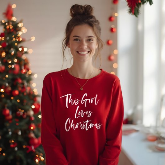 この女の子はクリスマストレンディーの筆のスクリプトを愛する Tシャツ