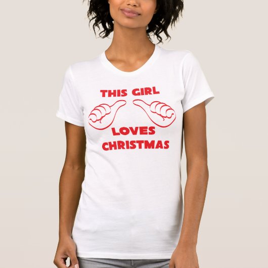 この女の子はクリスマスベラのキャンバスシャツが大好き Tシャツ (正面)