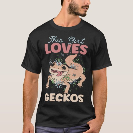 この女の子はゲッコス爬虫類ヒョウのゲッコ大好き Tシャツ (正面)