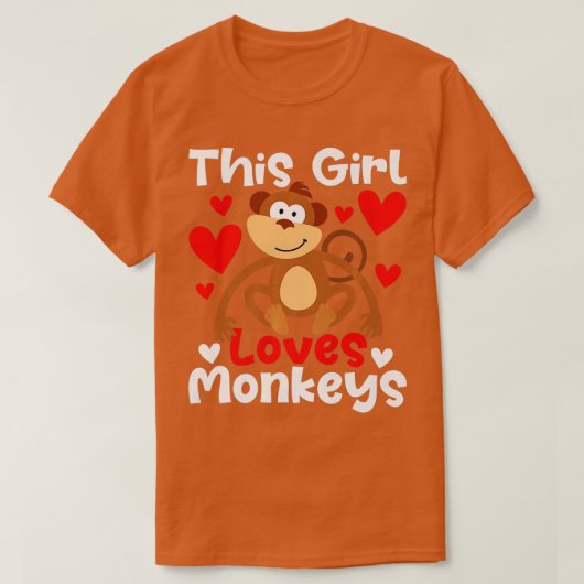 この女の子はサルが大好きサファリ動物霊長類 Tシャツ (デザイン正面)