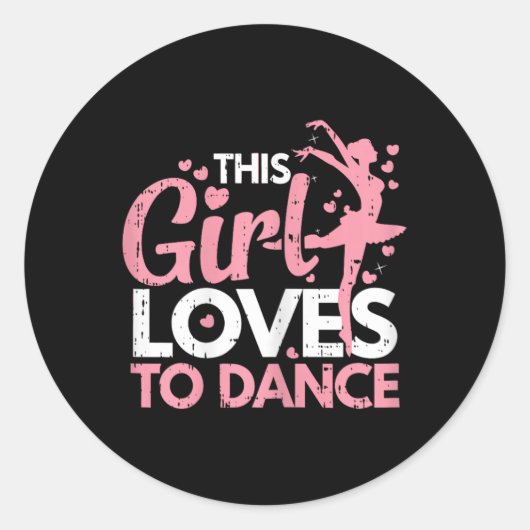 この女の子はダンスが大好き踊りダンサー男女 ラウンドシール (正面)