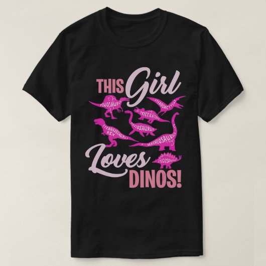 この女の子はディノスが大好き可愛い恐竜の女性の贈り物 Tシャツ (デザイン正面)