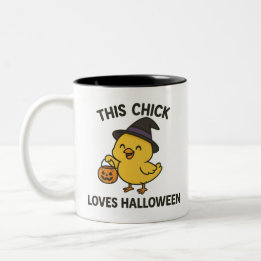 この女の子はハロウィンが大好き Funny ツートーンマグカップ