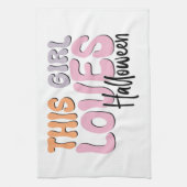 この女の子はハロウィーンが大好き キッチンタオル (縦)