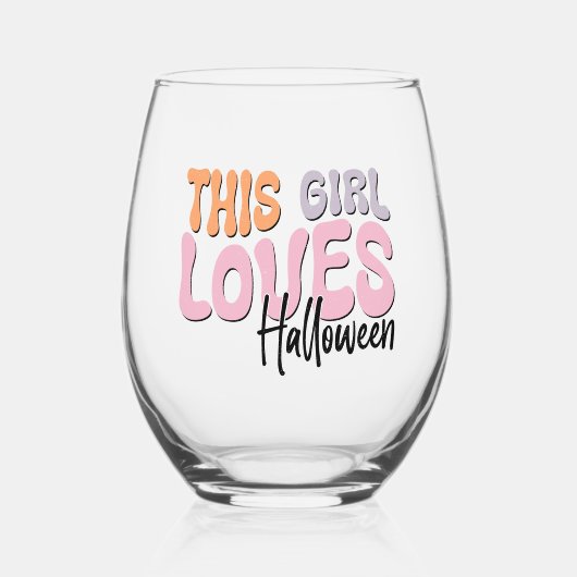 この女の子はハロウィーンが大好き ステムなしワイングラス (正面)