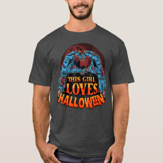 この女の子はハロウィーンの怠惰な衣装ゾンビハンドを愛している Tシャツ