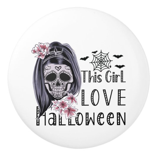 この女の子はハロウィーンを愛する セラミックノブ (正面)