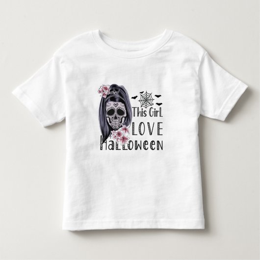 この女の子はハロウィーンを愛する トドラーTシャツ (正面)