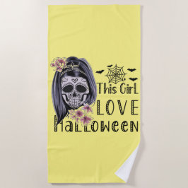 この女の子はハロウィーンを愛する ビーチタオル
